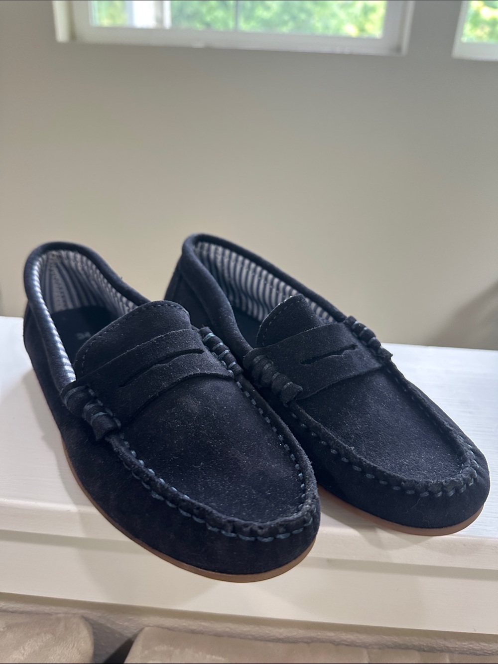 Mango Kids Navy Suede Slip-On Loafers